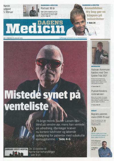 Billede af en avis forside fra "Dagens Medicin"
