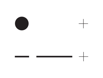 Billede af 2 streger og 2 plusser og en cirkel